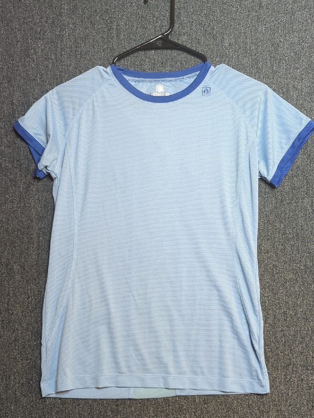 ROMFH Mesh Athletic Riding Top Blue Short Sleeve Crew Neck Small